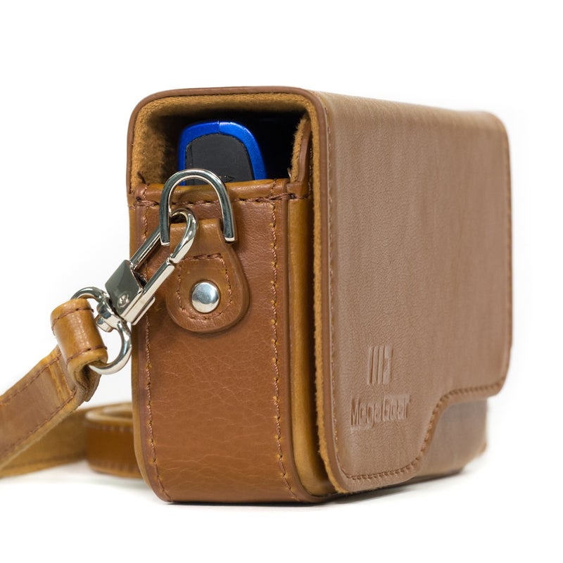 MegaGear Canon PowerShot SX620 HS, ELPH 180, ELPH 360 HS, ELPH 190 is, ELPH 170 is, SX610 HS Leather Camera Case with Strap - Light Brown - MG1091 - Image 1
